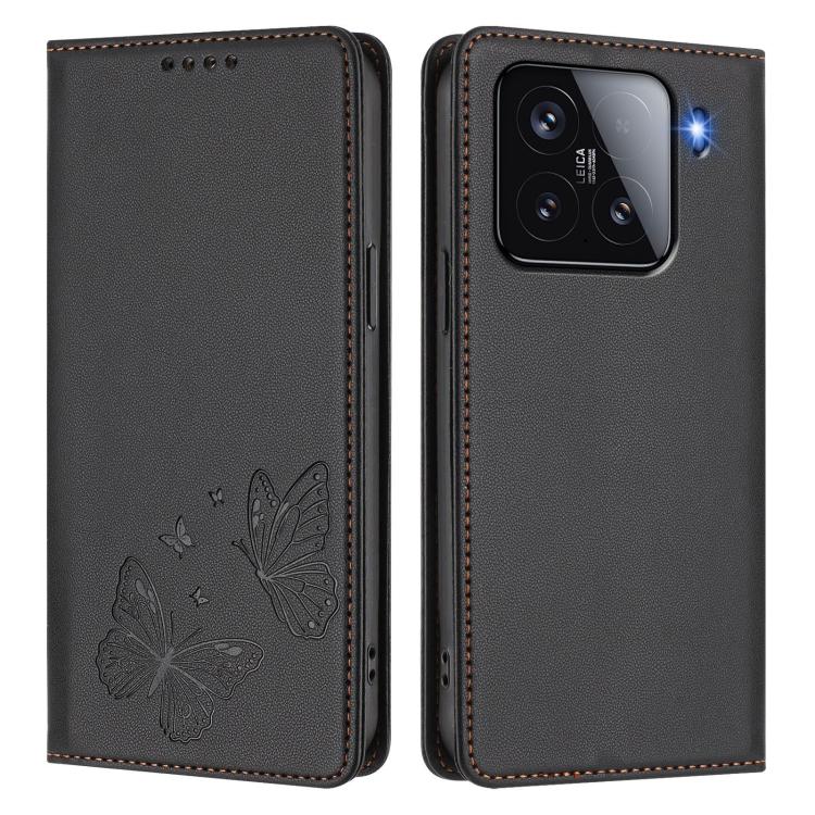 For Xiaomi 15 Strong Magnetic Dual Butterfly RFID Vegan Leather Phone Case