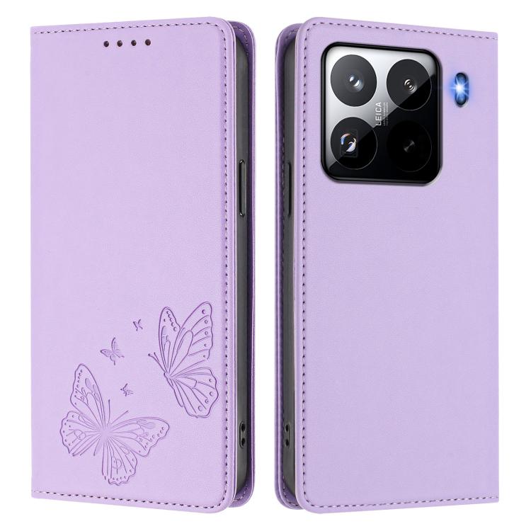 For Xiaomi 15 Pro Strong Magnetic Dual Butterfly RFID Vegan Leather Phone Case