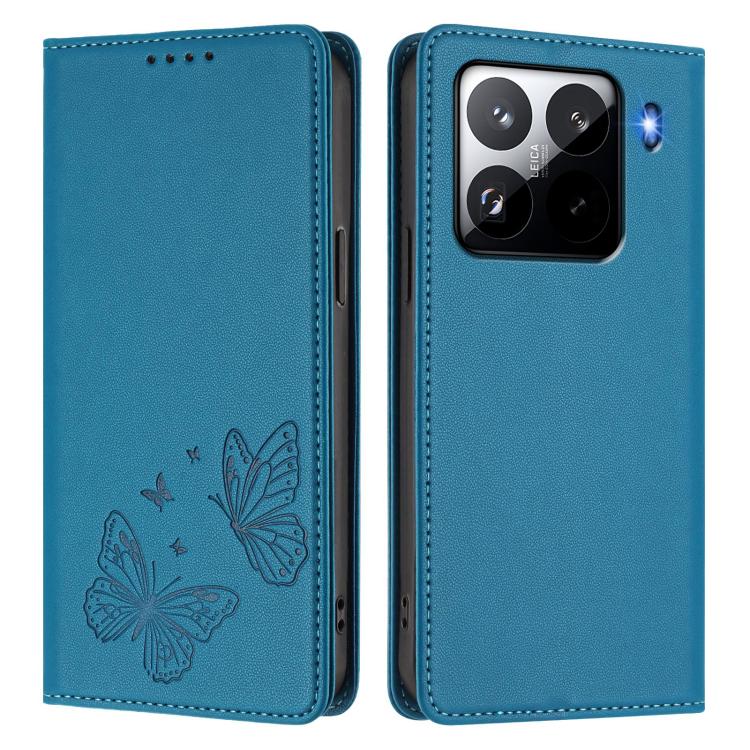 For Xiaomi 15 Pro Strong Magnetic Dual Butterfly RFID Vegan Leather Phone Case