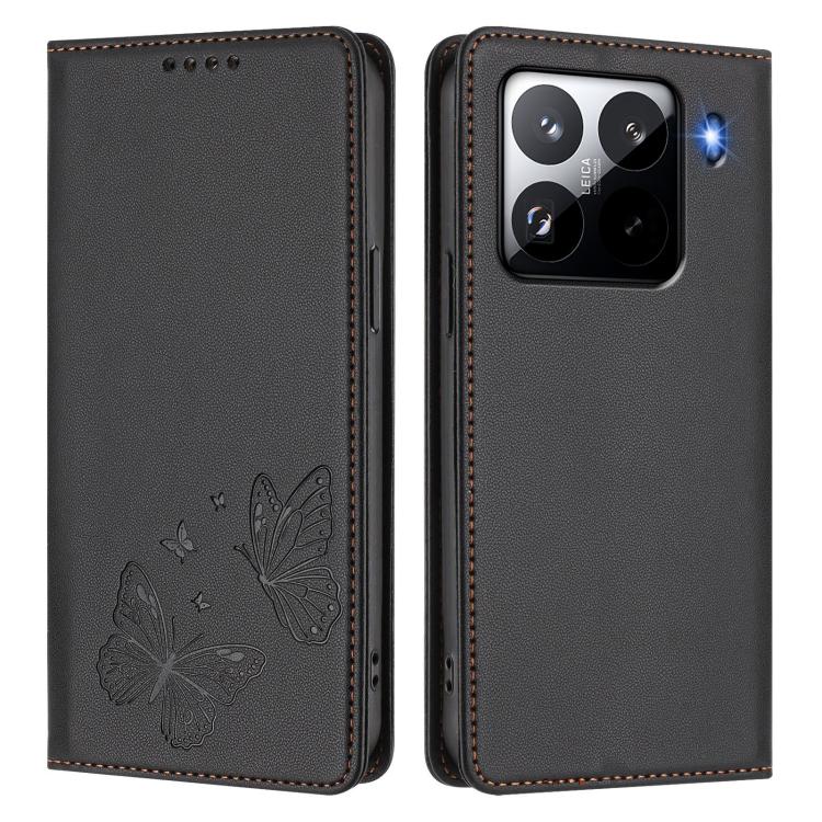 For Xiaomi 15 Pro Strong Magnetic Dual Butterfly RFID Vegan Leather Phone Case