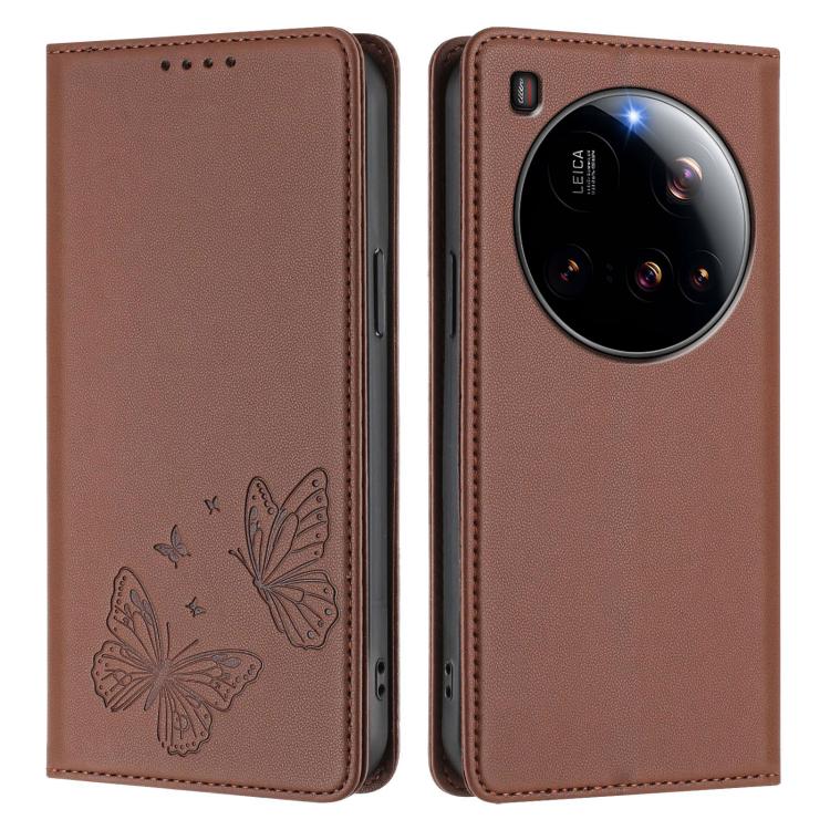 For Xiaomi 15 Ultra Strong Magnetic Dual Butterfly RFID Vegan Leather Phone Case