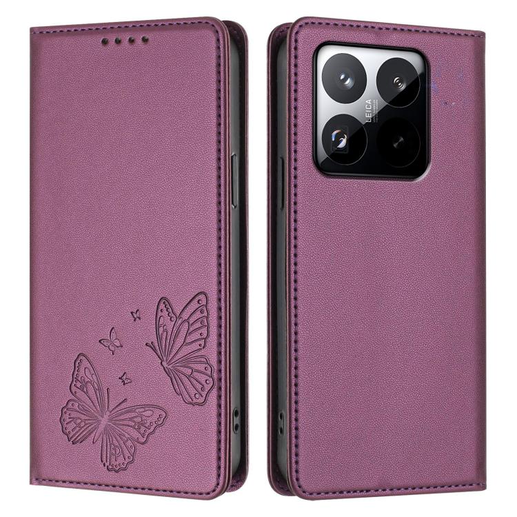 For Xiaomi 15T 5G Strong Magnetic Dual Butterfly RFID Vegan Leather Phone Case