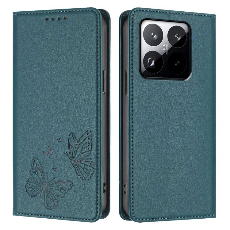 For Xiaomi 15T 5G Strong Magnetic Dual Butterfly RFID Vegan Leather Phone Case