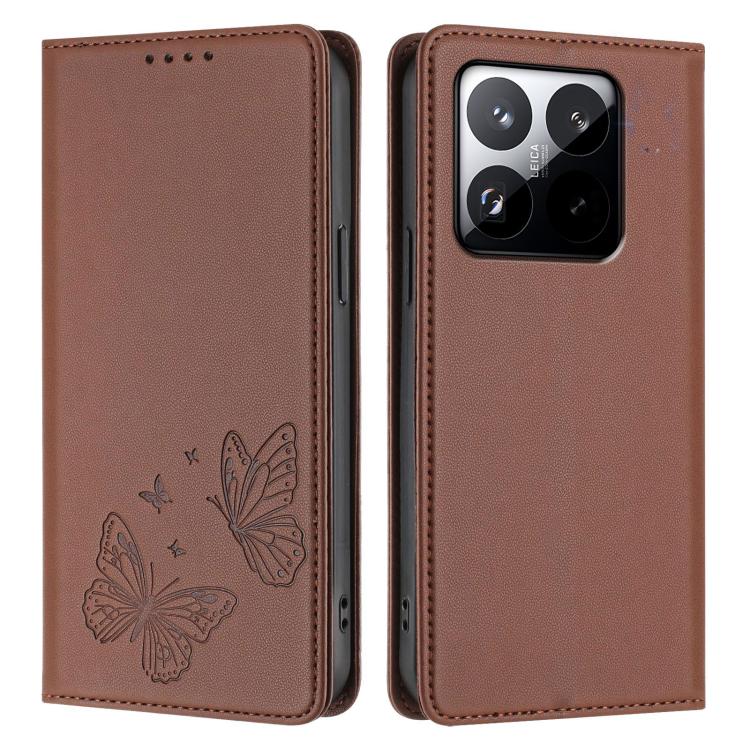 For Xiaomi 15T 5G Strong Magnetic Dual Butterfly RFID Vegan Leather Phone Case