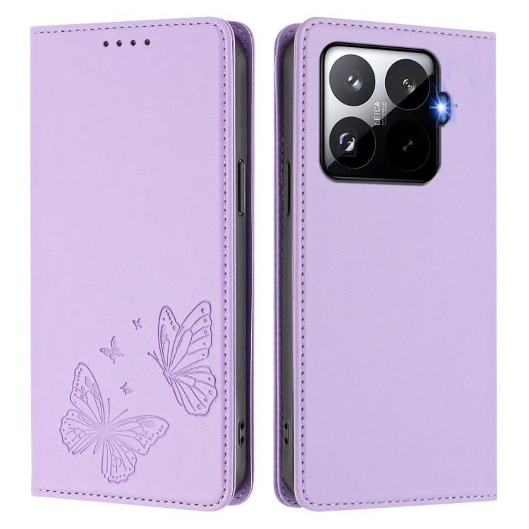 For Xiaomi 15T Pro 5G Strong Magnetic Dual Butterfly RFID Vegan Leather Phone Case