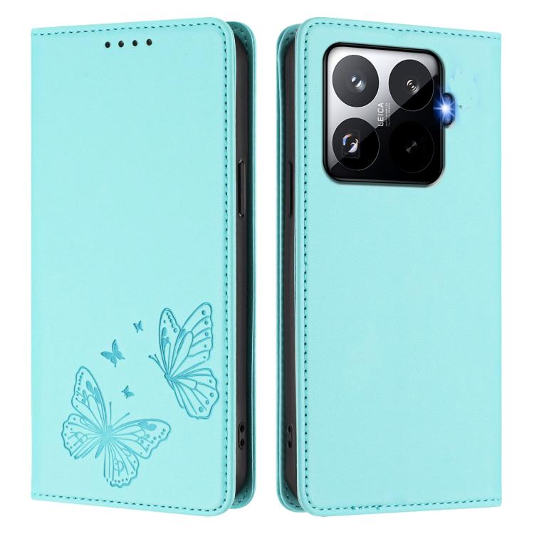 For Xiaomi 15T Pro 5G Strong Magnetic Dual Butterfly RFID Vegan Leather Phone Case