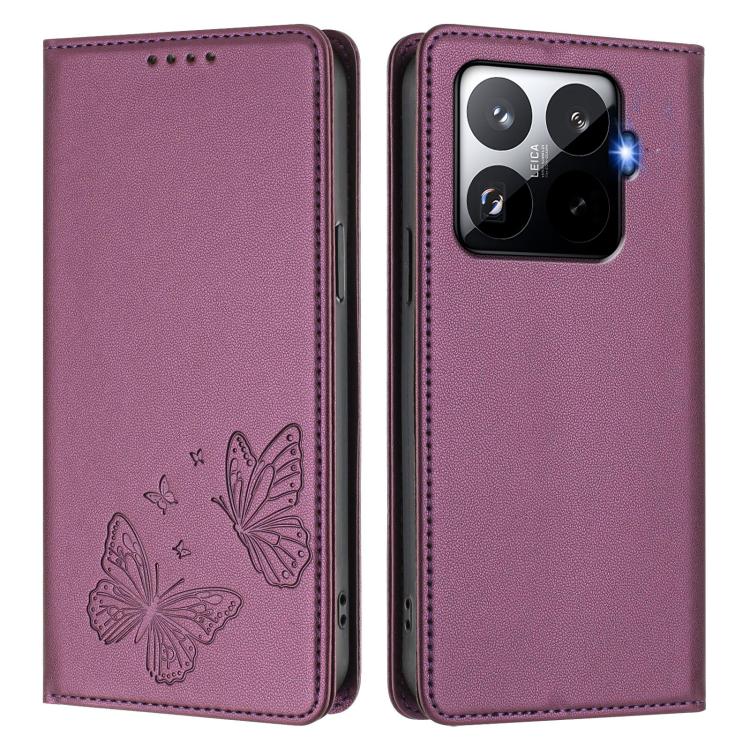 For Xiaomi 15T Pro 5G Strong Magnetic Dual Butterfly RFID Vegan Leather Phone Case