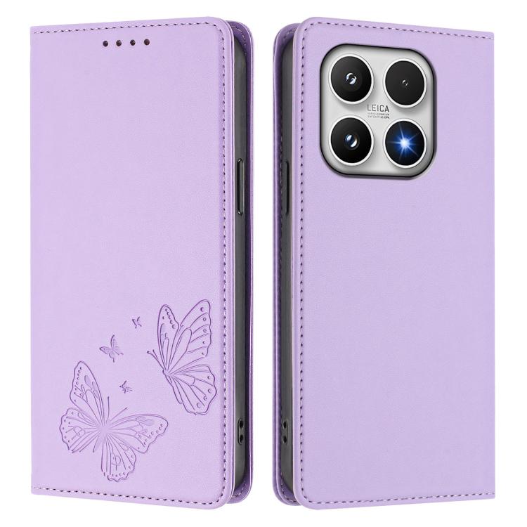 For Xiaomi 17 Strong Magnetic Dual Butterfly RFID Vegan Leather Phone Case