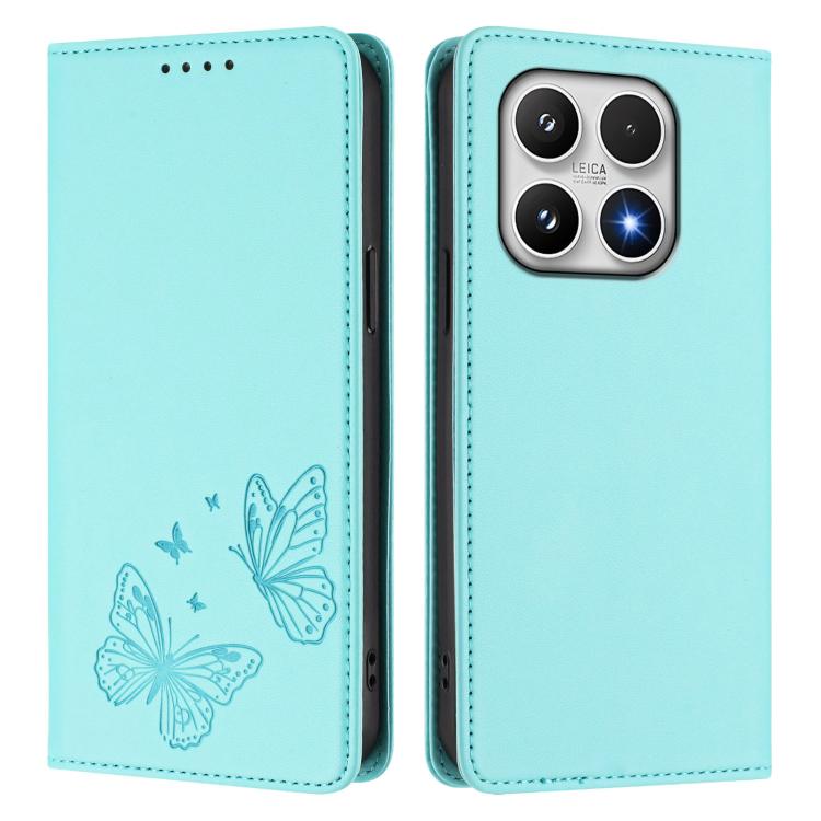 For Xiaomi 17 Strong Magnetic Dual Butterfly RFID Vegan Leather Phone Case
