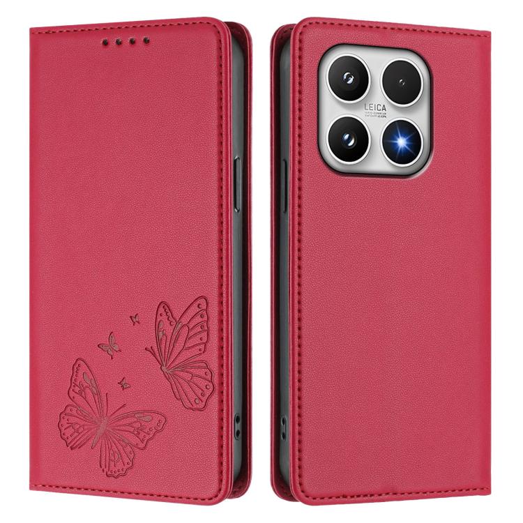 For Xiaomi 17 Strong Magnetic Dual Butterfly RFID Vegan Leather Phone Case