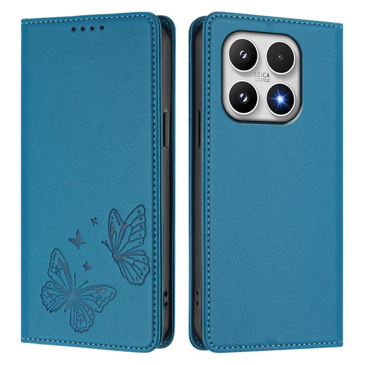 For Xiaomi 17 Strong Magnetic Dual Butterfly RFID Vegan Leather Phone Case