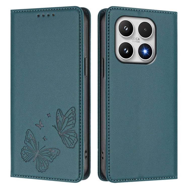 For Xiaomi 17 Strong Magnetic Dual Butterfly RFID Vegan Leather Phone Case