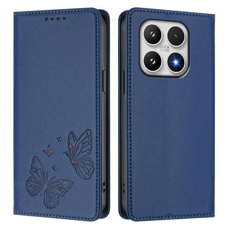 For Xiaomi 17 Strong Magnetic Dual Butterfly RFID Vegan Leather Phone Case