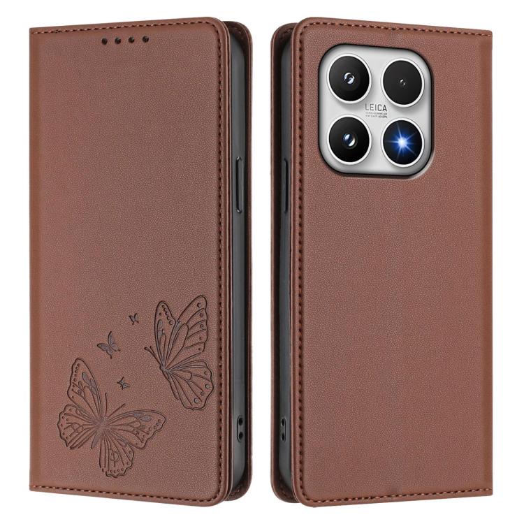 For Xiaomi 17 Strong Magnetic Dual Butterfly RFID Vegan Leather Phone Case