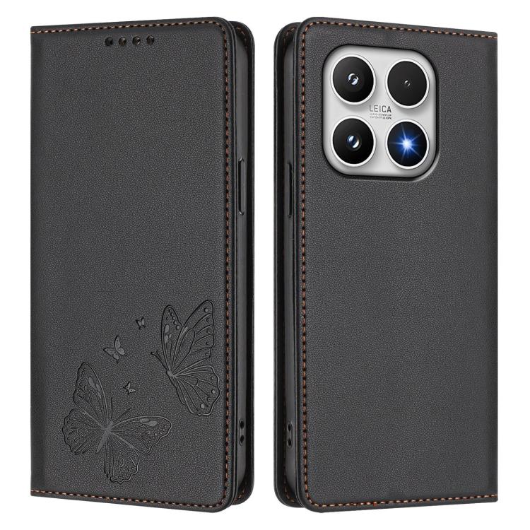 For Xiaomi 17 Strong Magnetic Dual Butterfly RFID Vegan Leather Phone Case