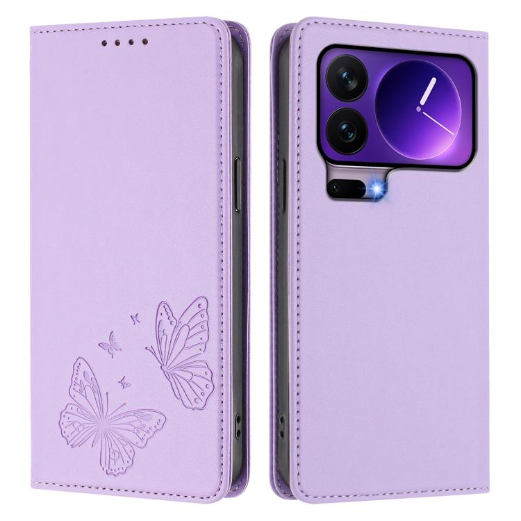 For Xiaomi 17 Pro Strong Magnetic Dual Butterfly RFID Vegan Leather Phone Case