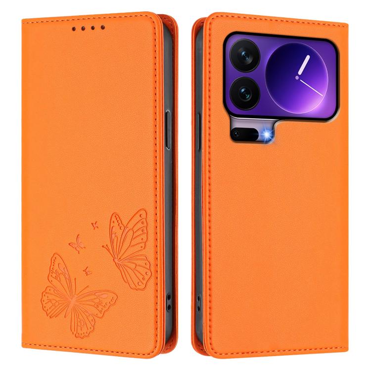 For Xiaomi 17 Pro Strong Magnetic Dual Butterfly RFID Vegan Leather Phone Case