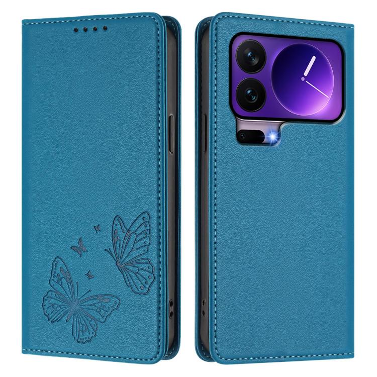 For Xiaomi 17 Pro Strong Magnetic Dual Butterfly RFID Vegan Leather Phone Case