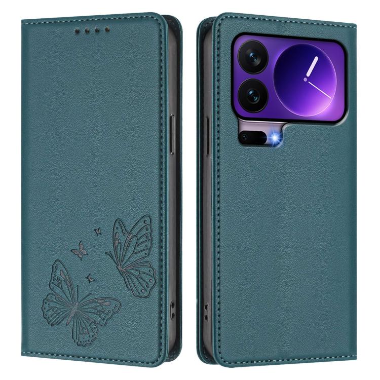 For Xiaomi 17 Pro Strong Magnetic Dual Butterfly RFID Vegan Leather Phone Case