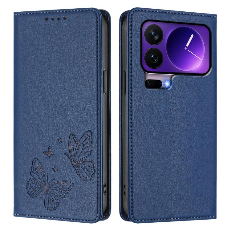 For Xiaomi 17 Pro Strong Magnetic Dual Butterfly RFID Vegan Leather Phone Case