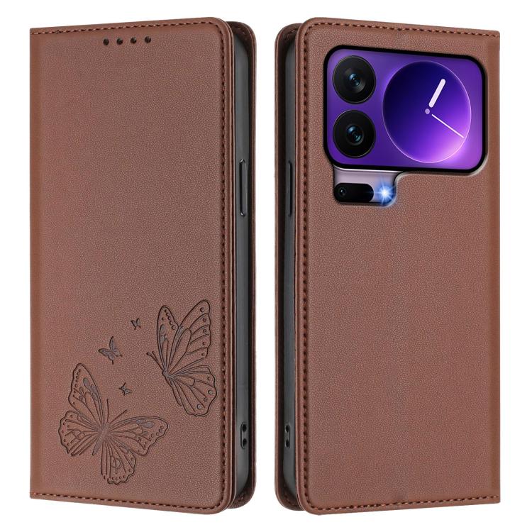 For Xiaomi 17 Pro Strong Magnetic Dual Butterfly RFID Vegan Leather Phone Case