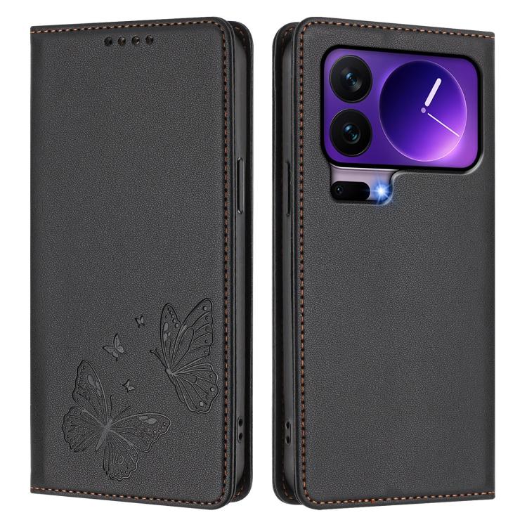 For Xiaomi 17 Pro Strong Magnetic Dual Butterfly RFID Vegan Leather Phone Case