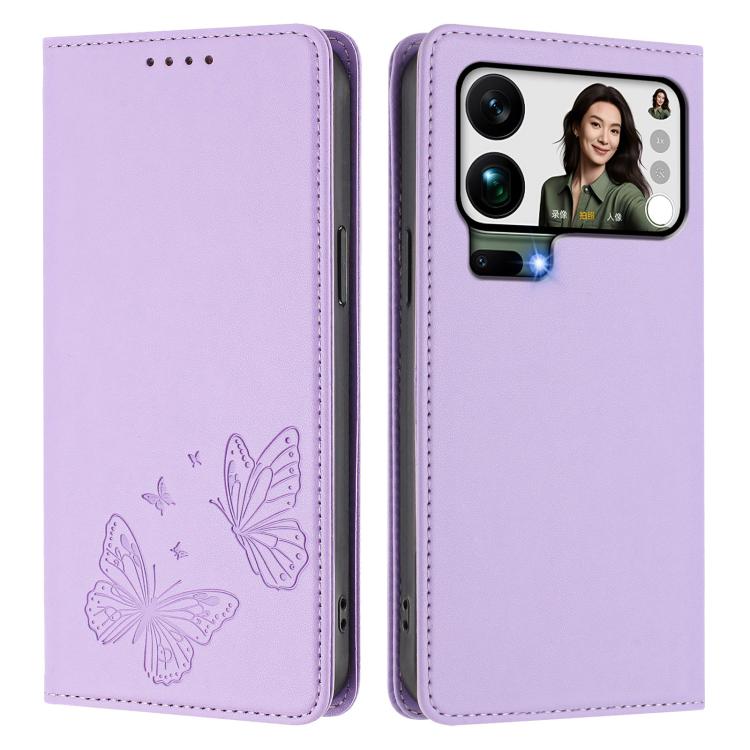 For Xiaomi 17 Pro Max Strong Magnetic Dual Butterfly RFID Vegan Leather Phone Case