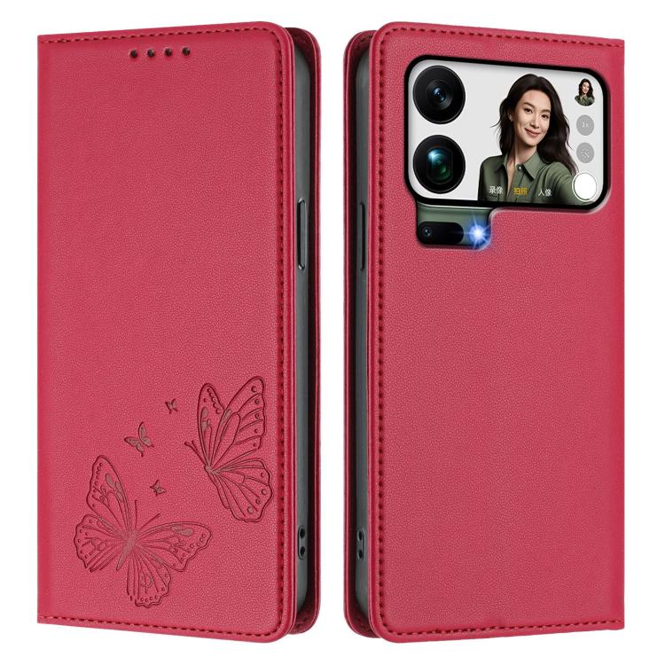 For Xiaomi 17 Pro Max Strong Magnetic Dual Butterfly RFID Vegan Leather Phone Case