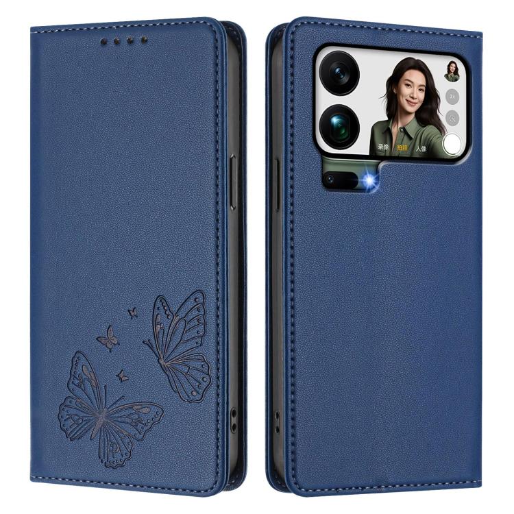 For Xiaomi 17 Pro Max Strong Magnetic Dual Butterfly RFID Vegan Leather Phone Case