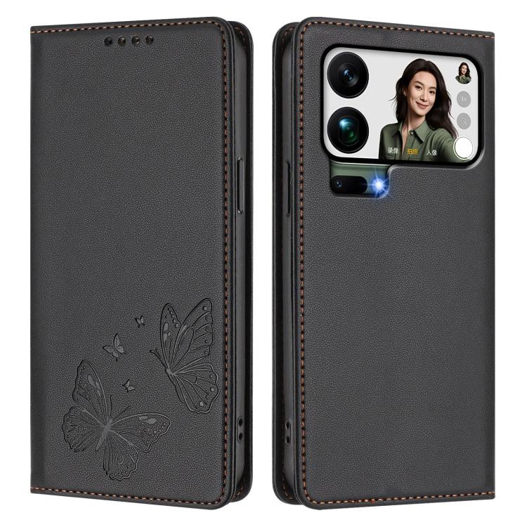 For Xiaomi 17 Pro Max Strong Magnetic Dual Butterfly RFID Vegan Leather Phone Case