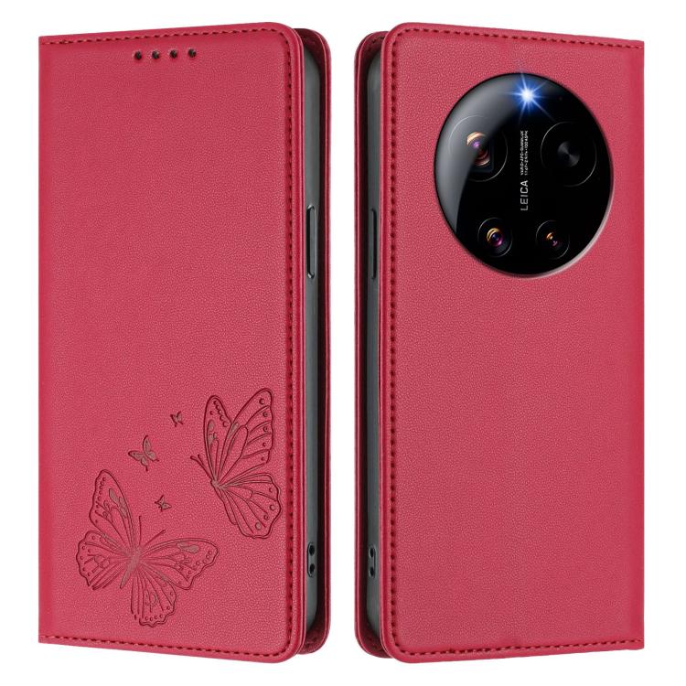 For Xiaomi 17 Ultra Strong Magnetic Dual Butterfly RFID Vegan Leather Phone Case