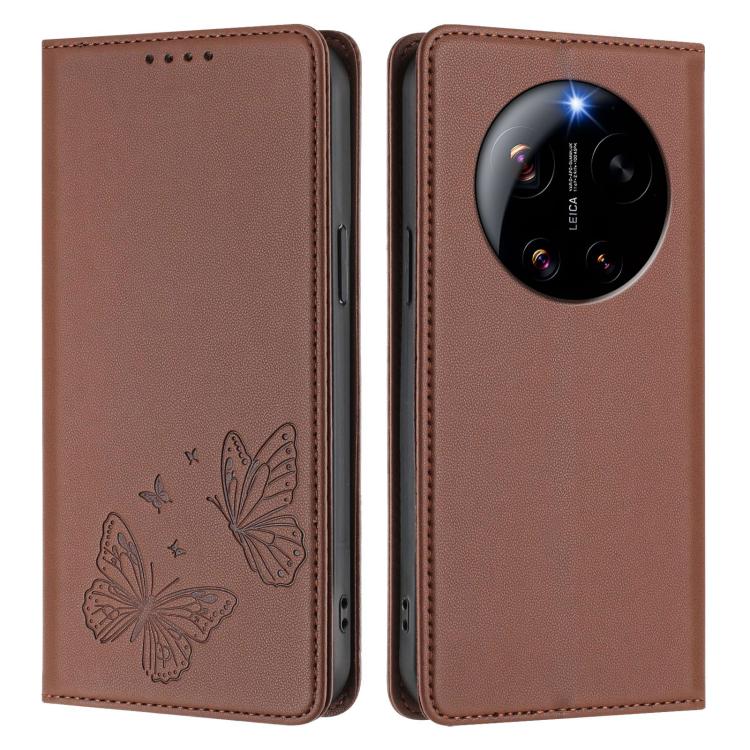 For Xiaomi 17 Ultra Strong Magnetic Dual Butterfly RFID Vegan Leather Phone Case