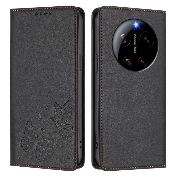 For Xiaomi 17 Ultra Strong Magnetic Dual Butterfly RFID Vegan Leather Phone Case