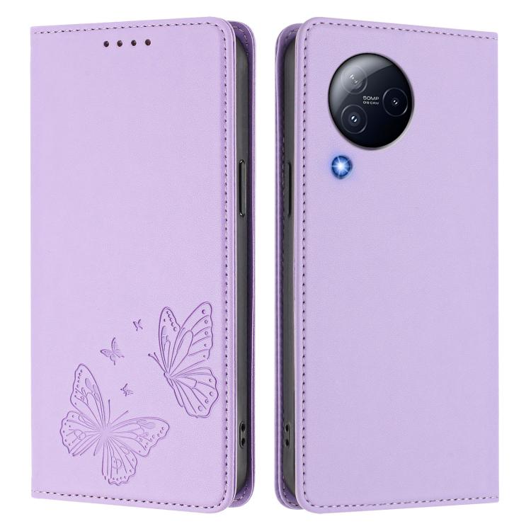 For Xiaomi Civi 3 Strong Magnetic Dual Butterfly RFID Vegan Leather Phone Case