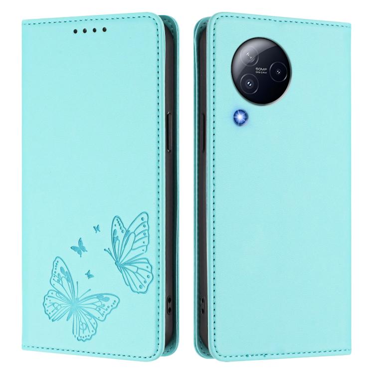 For Xiaomi Civi 3 Strong Magnetic Dual Butterfly RFID Vegan Leather Phone Case