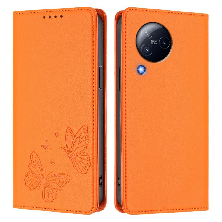For Xiaomi Civi 3 Strong Magnetic Dual Butterfly RFID Vegan Leather Phone Case