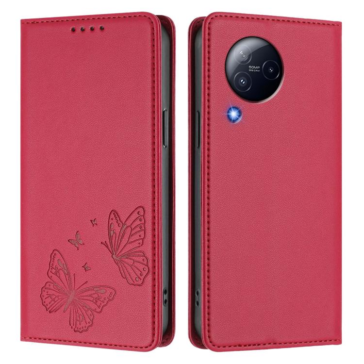For Xiaomi Civi 3 Strong Magnetic Dual Butterfly RFID Vegan Leather Phone Case