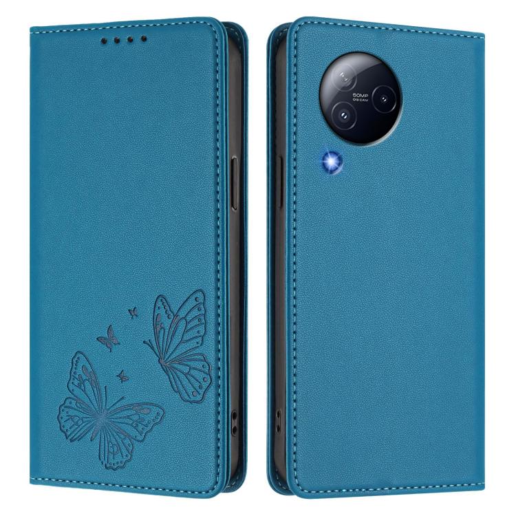 For Xiaomi Civi 3 Strong Magnetic Dual Butterfly RFID Vegan Leather Phone Case