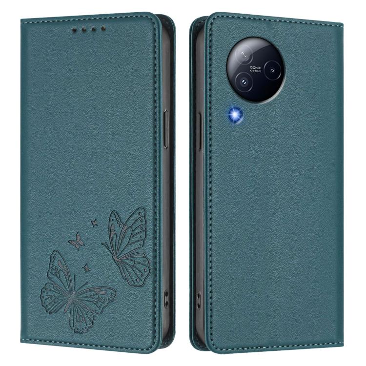 For Xiaomi Civi 3 Strong Magnetic Dual Butterfly RFID Vegan Leather Phone Case