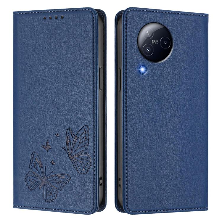 For Xiaomi Civi 3 Strong Magnetic Dual Butterfly RFID Vegan Leather Phone Case