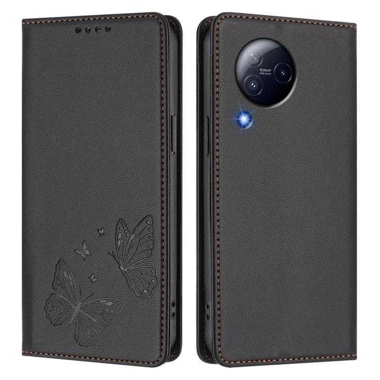 For Xiaomi Civi 3 Strong Magnetic Dual Butterfly RFID Vegan Leather Phone Case