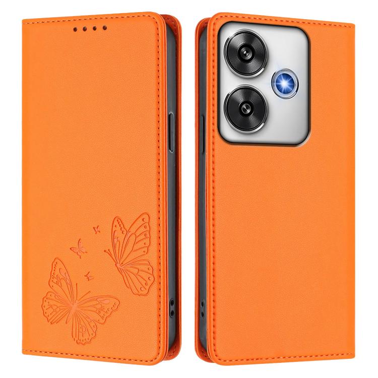 For Xiaomi Poco F6 / Redmi Turbo 3 Strong Magnetic Dual Butterfly RFID Vegan Leather Phone Case