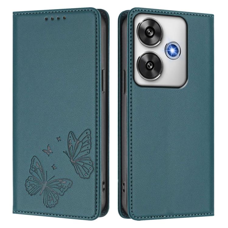 For Xiaomi Poco F6 / Redmi Turbo 3 Strong Magnetic Dual Butterfly RFID Vegan Leather Phone Case