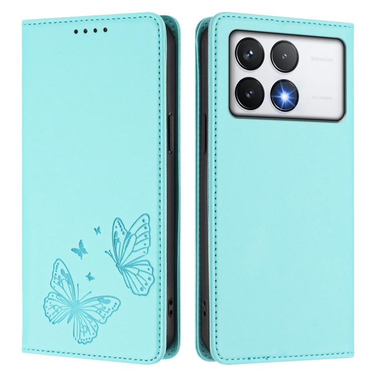 For Xiaomi Poco F6 Pro / Redmi K70 / K70 Pro Strong Magnetic Dual Butterfly RFID Vegan Leather Phone Case