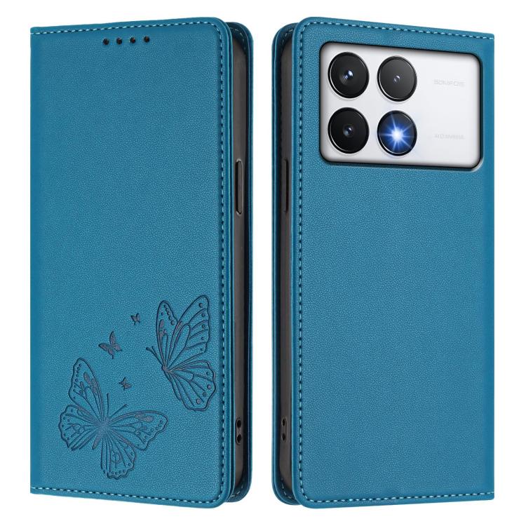 For Xiaomi Poco F6 Pro / Redmi K70 / K70 Pro Strong Magnetic Dual Butterfly RFID Vegan Leather Phone Case