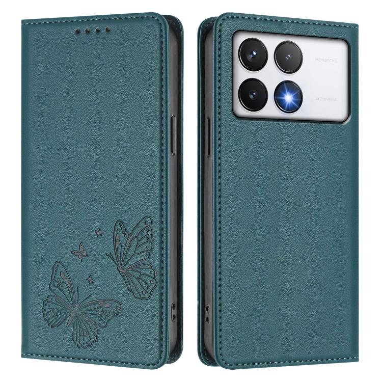 For Xiaomi Poco F6 Pro / Redmi K70 / K70 Pro Strong Magnetic Dual Butterfly RFID Vegan Leather Phone Case