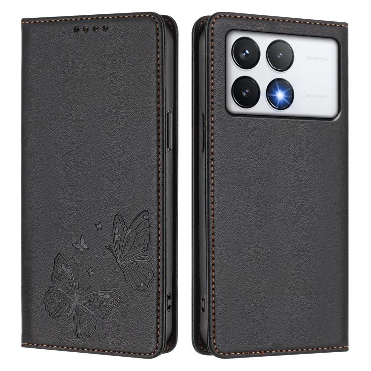 For Xiaomi Poco F6 Pro / Redmi K70 / K70 Pro Strong Magnetic Dual Butterfly RFID Vegan Leather Phone Case