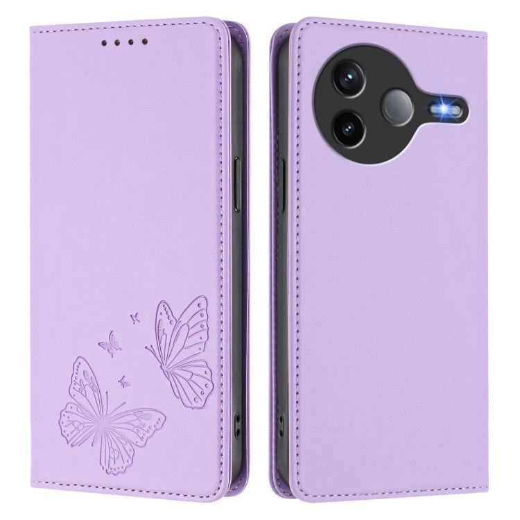 For Xiaomi Poco F7 Pro / Redmi K80 Strong Magnetic Dual Butterfly RFID Vegan Leather Phone Case