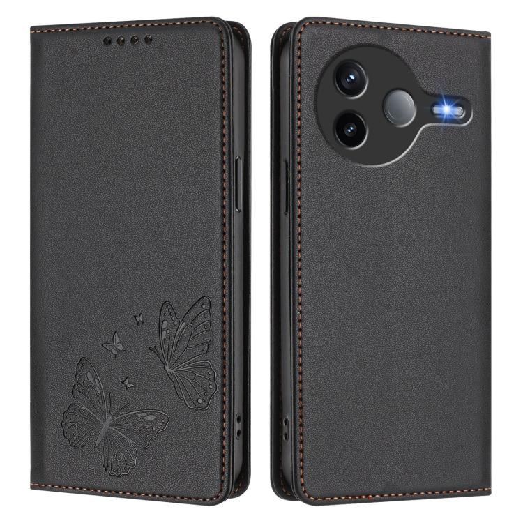 For Xiaomi Poco F7 Pro / Redmi K80 Strong Magnetic Dual Butterfly RFID Vegan Leather Phone Case