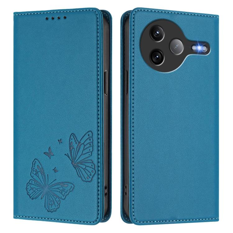 For Xiaomi Poco F7 Ultra / Redmi K80 Pro Strong Magnetic Dual Butterfly RFID Vegan Leather Phone Case